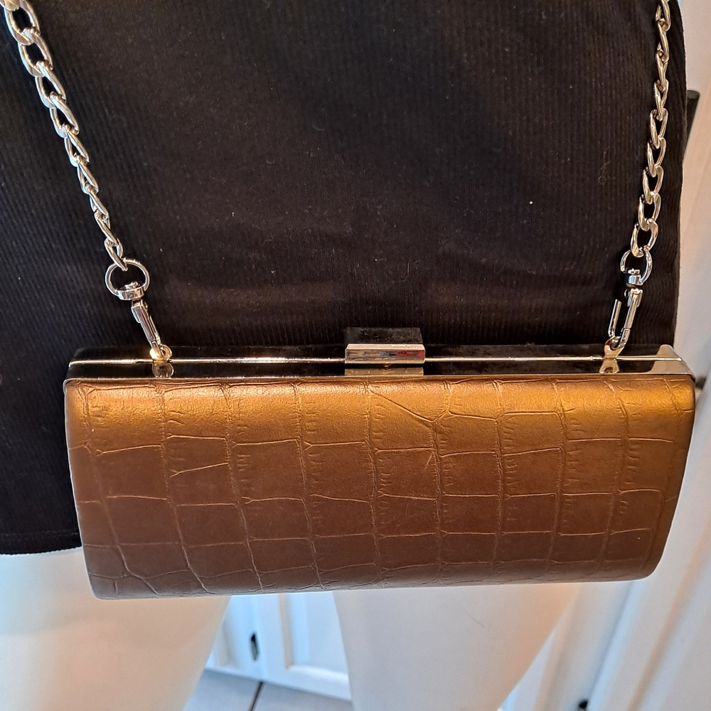 Bi Joux Terner Copper Crocodile Embossed Crossbody Bag Vegan Leather